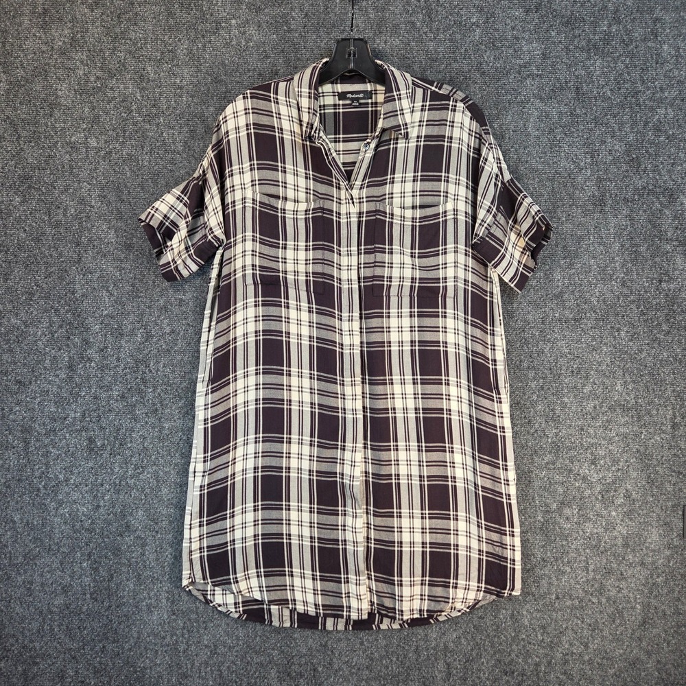 Madewell Plaid Shirt Dress Women's XS Relaxed Fit Casual Summer Mini Pockets - Picture 2 of 13